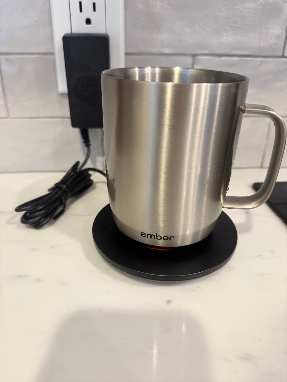 Ember Stainless Steel Smart Mug with Charging Coaster - Brushed Silver